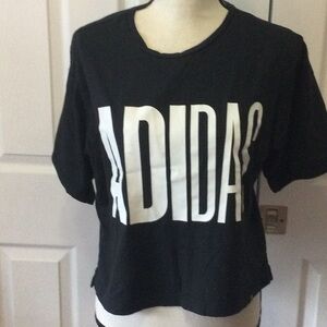 Adidas large logo crop tee shirt
